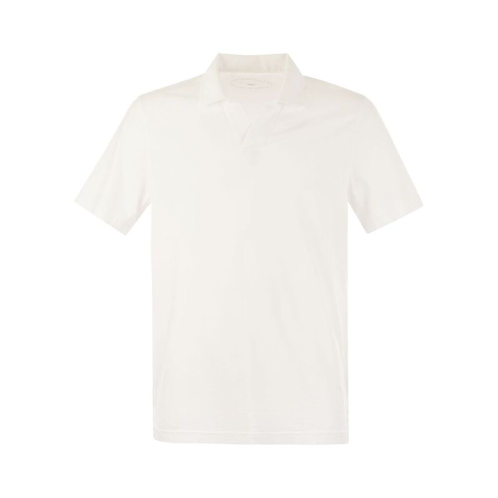 Fedeli Men Cotton Polo Shirt With Open Collar